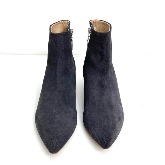 ANTHROPOLOGIE Suede Pointed Toe Ankle Low Heel Boot in Charcoal Gray Size 6 - Picture 2 of 12